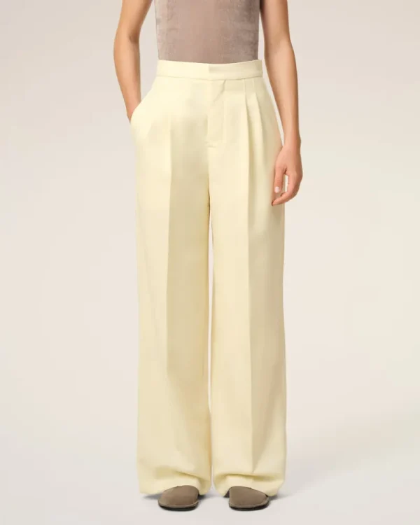 Clearance Yellow Wool High Waist Large Trousers Women Denim | Trousers