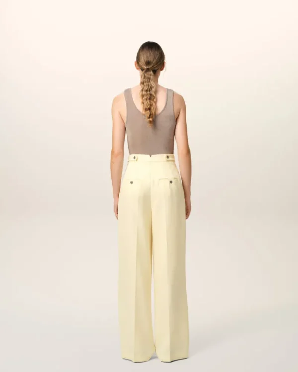 Clearance Yellow Wool High Waist Large Trousers Women Denim | Trousers