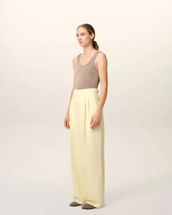 Clearance Yellow Wool High Waist Large Trousers Women Denim | Trousers