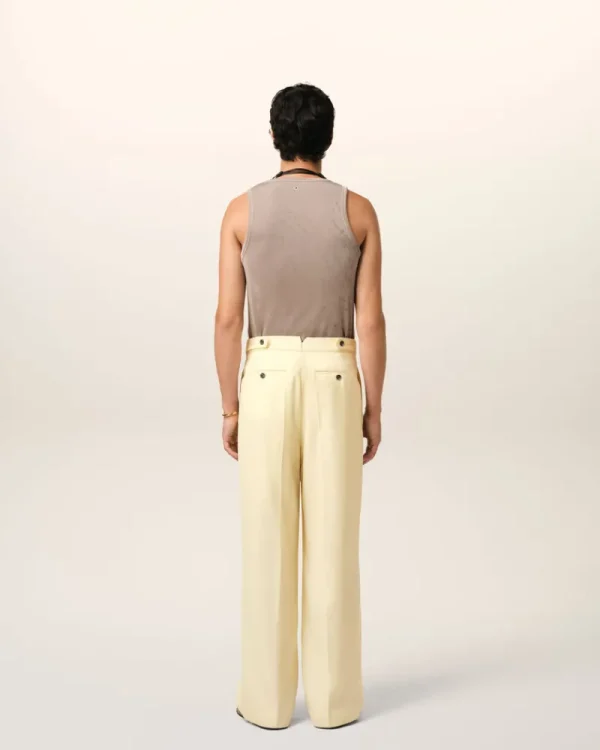 Shop Yellow Wool Large Fit Trousers Tailoring | Trousers