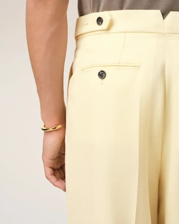 Shop Yellow Wool Large Fit Trousers Tailoring | Trousers