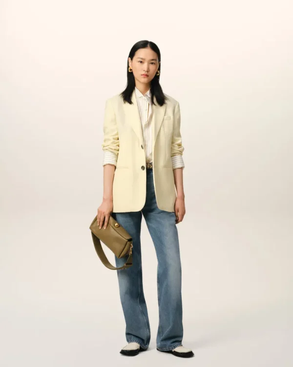Online Yellow Wool Semi-Lined Jacket Women Coats & Jackets | Denim